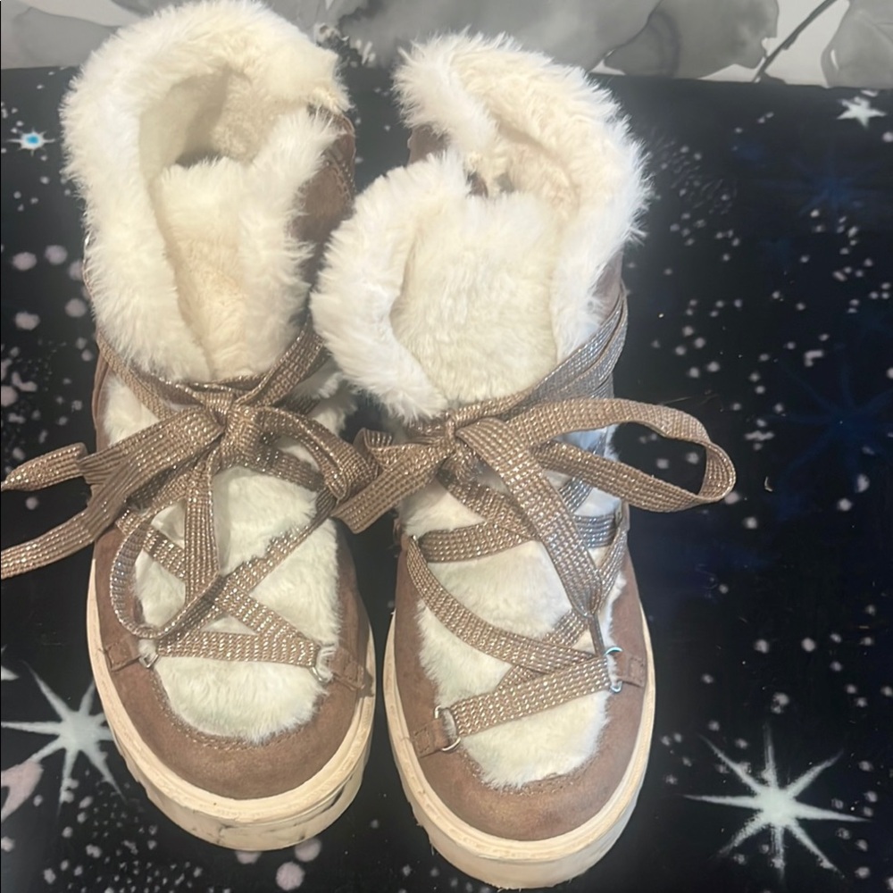 Falls Creek Kids Rain & Snow Boots - Brown and Cream